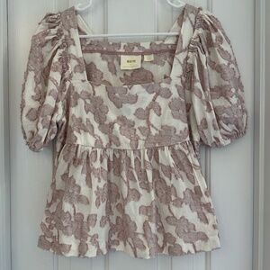 NWT Maeve Anthropologie Pink & Ivory Floral Top - Size Small - NEW with Tags